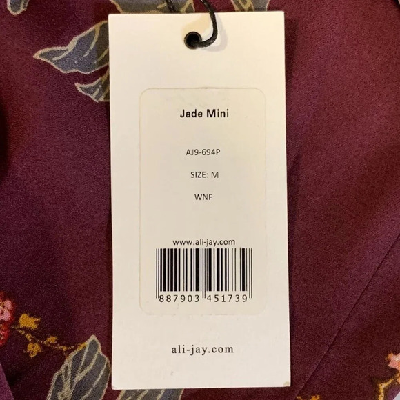 Ali & Jay Women's Jade‎ Slit Shoulder Long Sleeve Floral Mini Dress Size M NWT - Picture 9 of 15